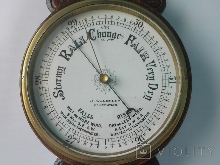 81 см Большой старинный английский барометр из массива дуба, фото №6