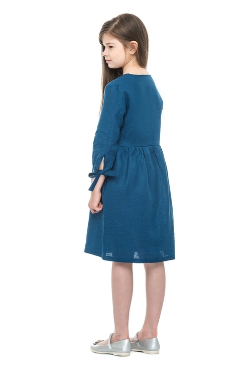 Сукня для дівчинки Аніта (льон синій), фото №5