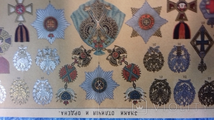 1894г. Старинная литография. Награды. Ордена.  Лот №101