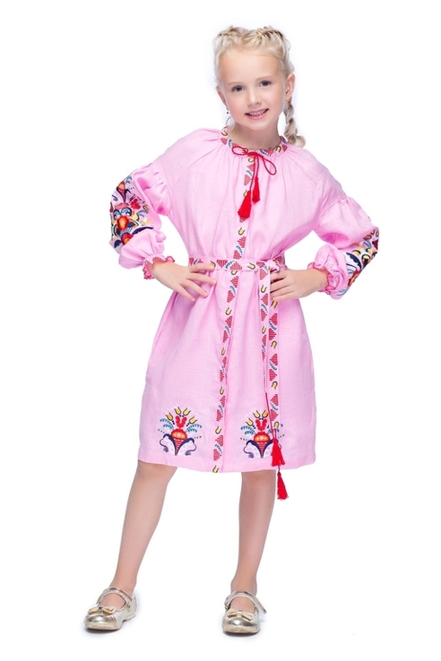 Сукня для дівчинки Сона (льон рожевий), numer zdjęcia 2