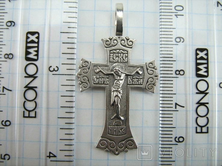 Серебряный Крест Крестик Распятие Покрова Пресвятой Богородицы 925 проба 554, фото №4