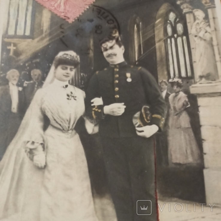Свадьба - форма - жених военный форма награды невеста - 1906 - Франция - почта марка, фото №3
