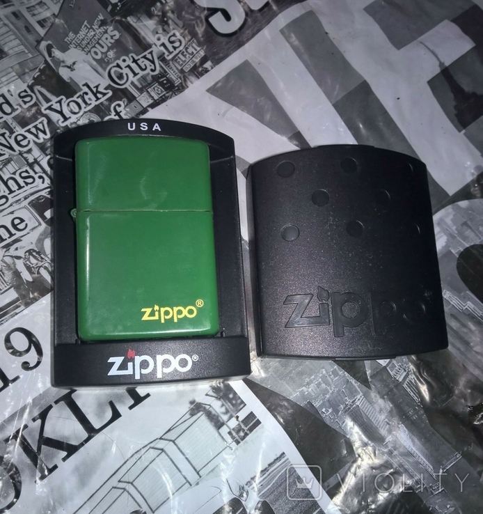 Копия бензиновой зажигалки ZIPPO новая в подарочной упаковке(зеленая)., фото №2