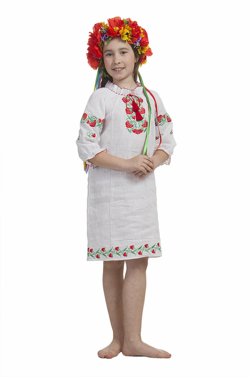 Сукня для дівчинки Калинове намисто (льон білий), фото №2