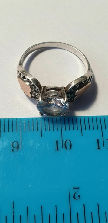 Кольцо Серебро 925 с камнями и позолотой Женское, фото №5