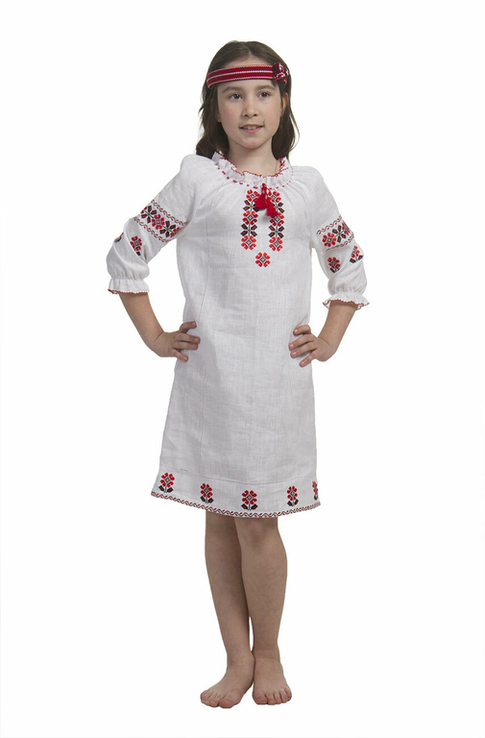 Сукня для дівчинки Квітана (льон білий), numer zdjęcia 4