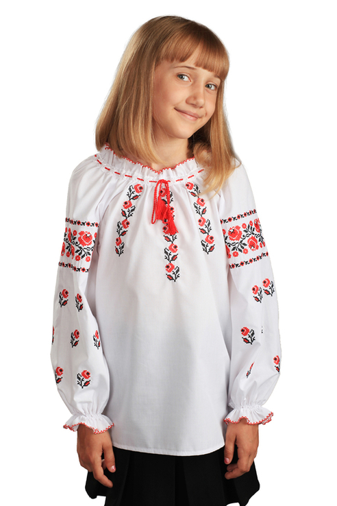 Блуза для дівчинки Троянда (сорочкова біла), numer zdjęcia 2