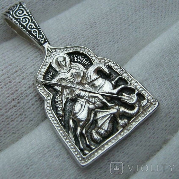 Новый Серебряный Кулон Подвеска Ладанка Святой Георгий Победоносец Серебро 925 проба 326, фото №2
