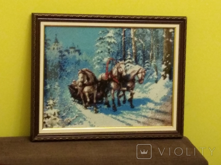 Картина "Тройка лошадей, зима., фото №2