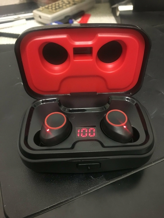Беспроводные Bluetooth наушники X10 RED TWS 5,0 с повербанком 3500мА, фото №4