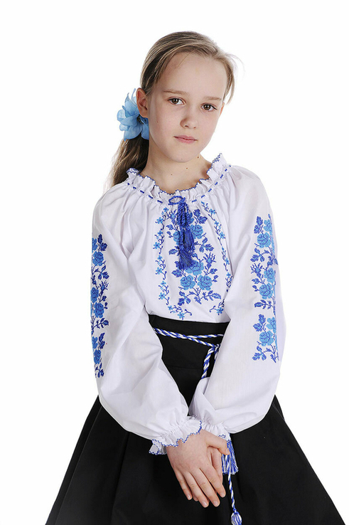 Блуза для дівчинки Букет троянди (сорочкова біла), фото №4