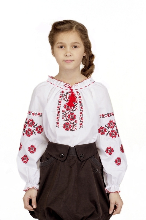 Блуза для дівчинки Устина (сорочкова біла), фото №3