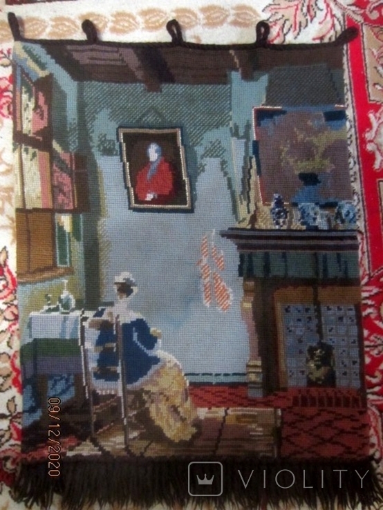 Гобелен шерсть tapestry Винтаж 88 x 60 cm, photo number 2