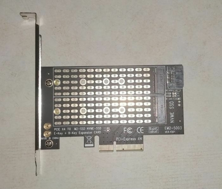 H1111Z переходник с NVME M.2 (NGFF) в PCI-e 4x на 2-а ключа памяти, photo number 2