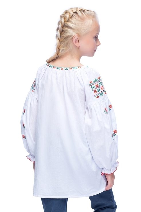 Блуза для дівчинки Веселка (батист білий), фото №3