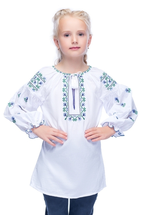 Блуза для дівчинки Веселка (батист білий), фото №2