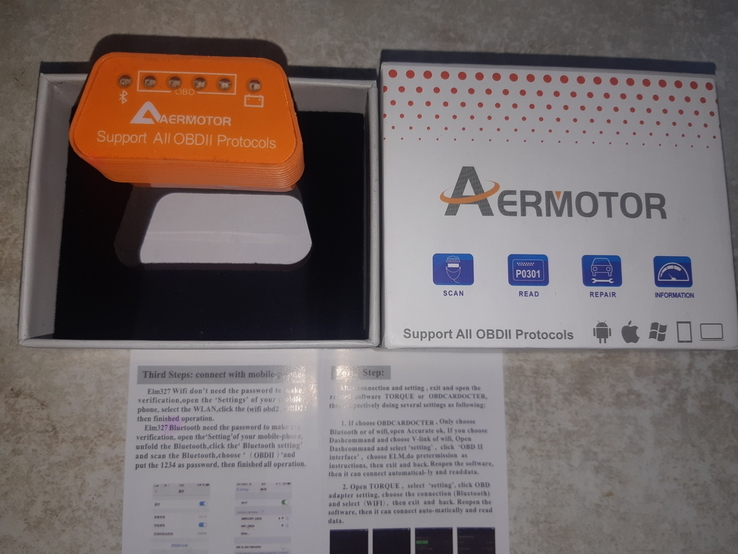 Автосканер Aermotor OBD2 ELM32 Bluetooth, фото №2