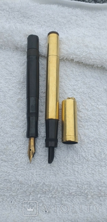 Перьевая золотая ручка Waterman 18 K.R. без пера +перо Pelikan 14 К.F.