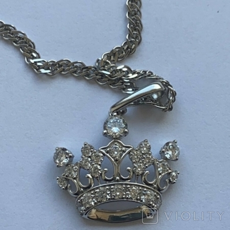 Серебряная цепочка с золотой короной, фото №4