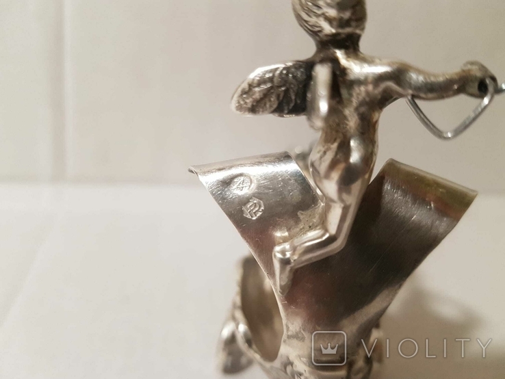 Серебрянная статуэтка Путти на колеснице,Испания., фото №8