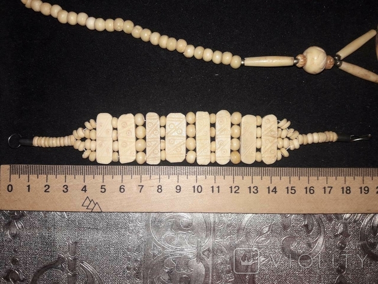 Ожерелье и браслет из кости с резным орнаментом, фото №4