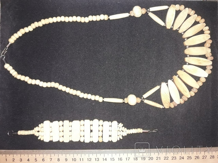 Ожерелье и браслет из кости с резным орнаментом, фото №5