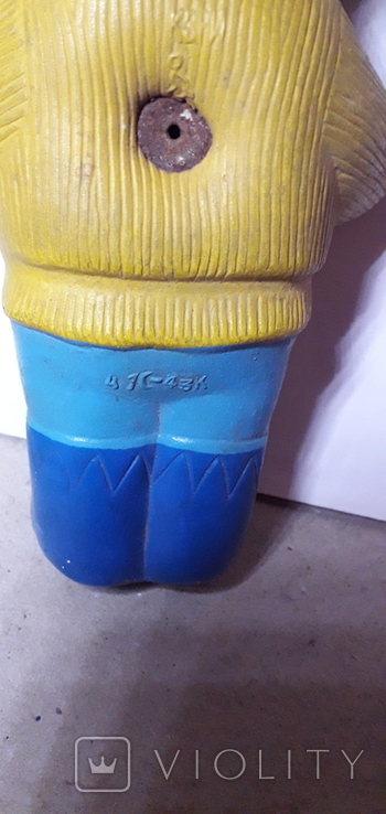 Резиновая игрушка Медведь с гармошкой СССР железная пищалка,старая резина, фото №3