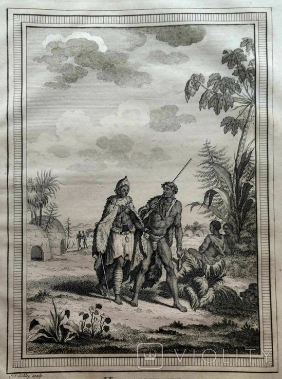 1747 Готтентот мужчина и женщина (гравюра 19х26 Верже) СерияАнтик