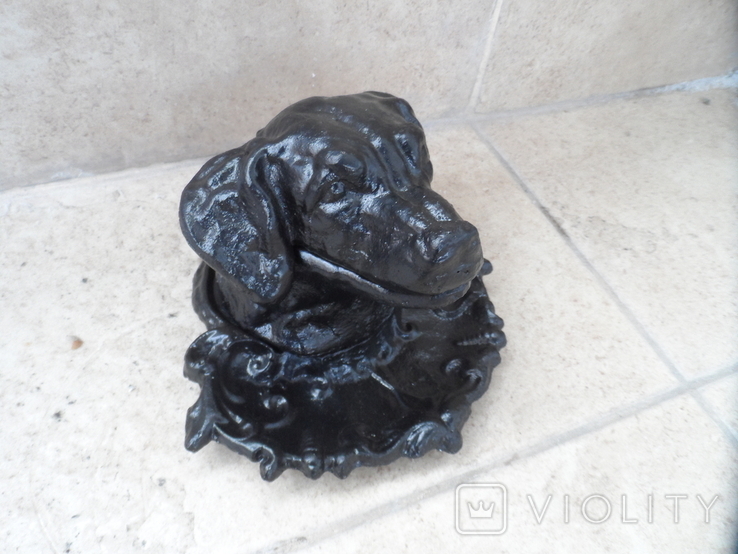Пепельница черная голова собаки металл СССР, фото №5