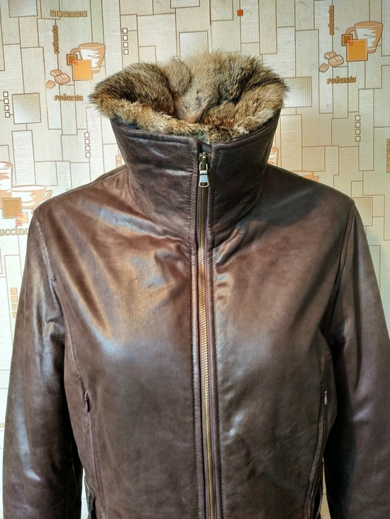 Куртка кожаная с воротом из натурального меха AND MORE p-p 46, numer zdjęcia 5