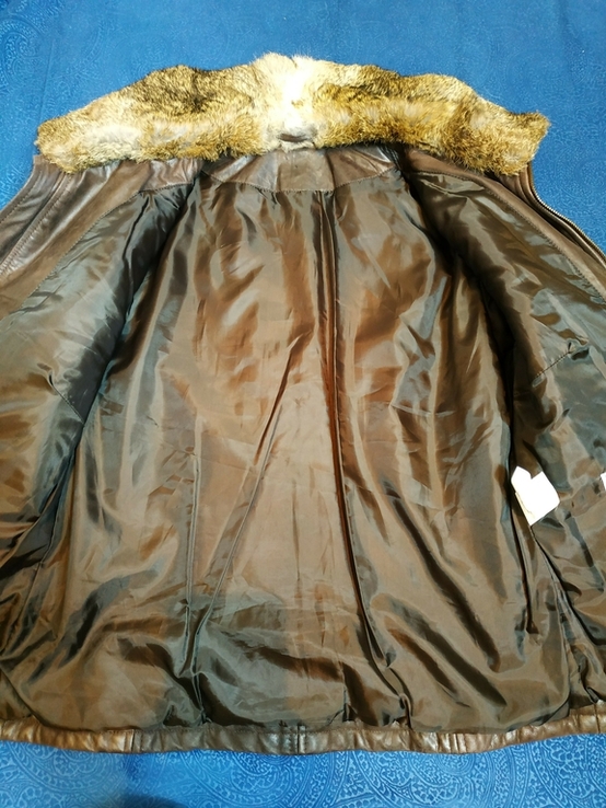 Куртка кожаная с воротом из натурального меха AND MORE p-p 46, numer zdjęcia 10