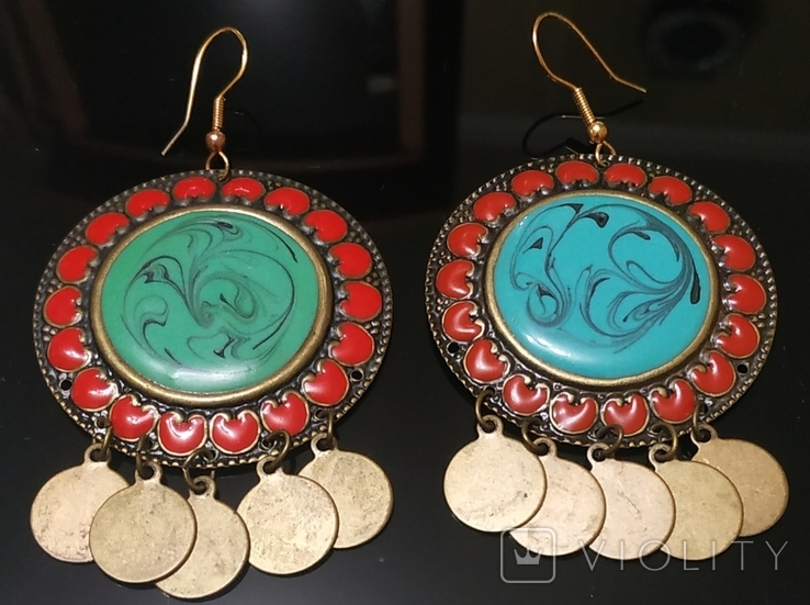 Brass earrings. Cloisonne., photo number 5