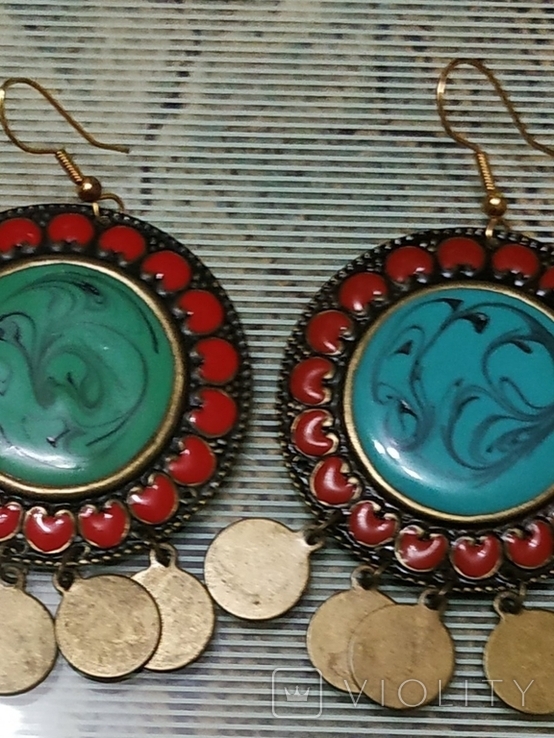 Brass earrings. Cloisonne., photo number 10