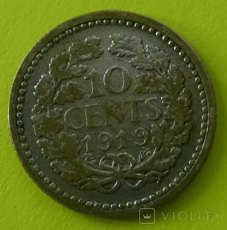 10 центов, 1919 год, Нидерланды., photo number 3