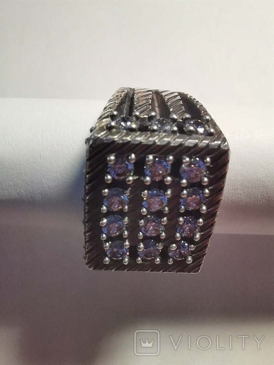 Мужской серебряный перстень с циркониями, фото №7