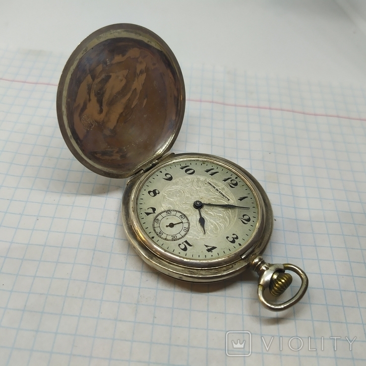 Серебряные карманные часы Union Glashutte. На ходу, фото №3