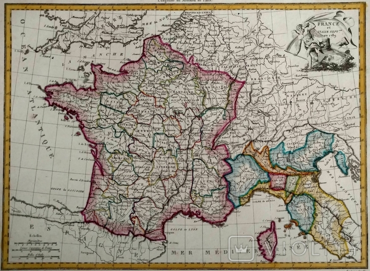 1789 Франция Италия Швейцария Германия (карта 35х26 Верже) СерияАнтик