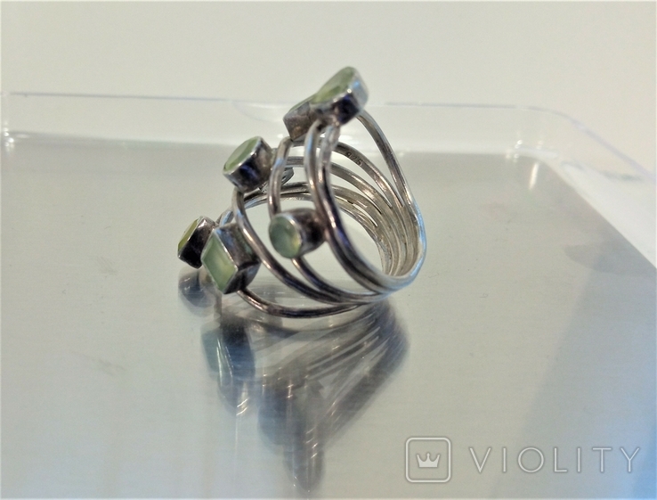 Необычное серебряное кольцо и серёжки