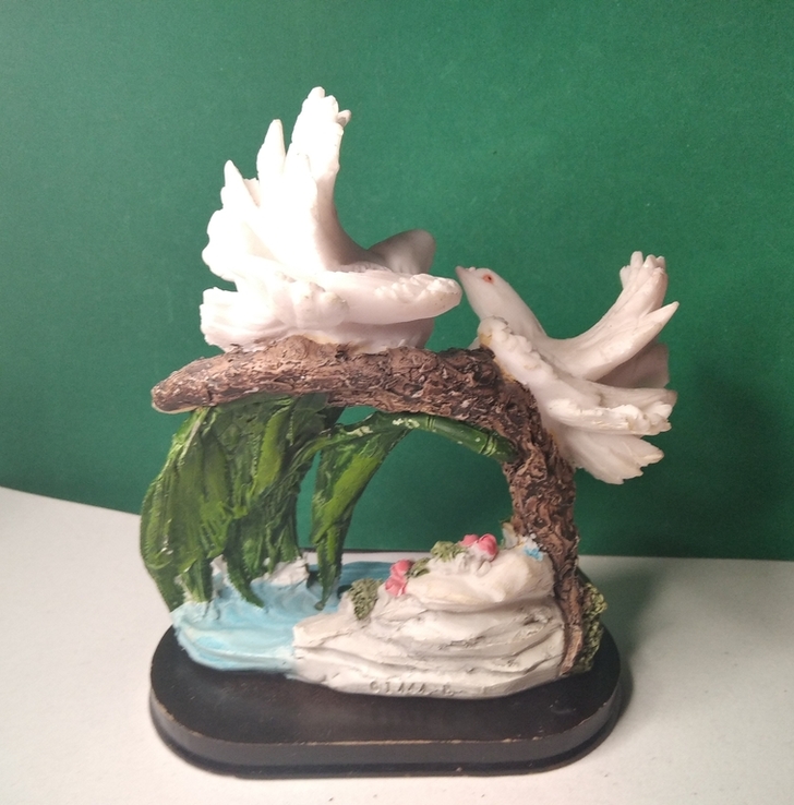 Керамическая статуэтка "Пара влюбленных белых голубей", numer zdjęcia 5