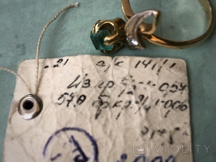 Кольцо советское золото 750 проба ссср изумруд бриллиант, фото №6