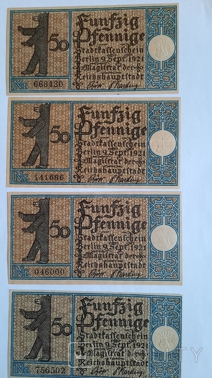 Нотгельды 20шт по 50 фенингов1921год+500 000 000марок 1923 года, фото №11