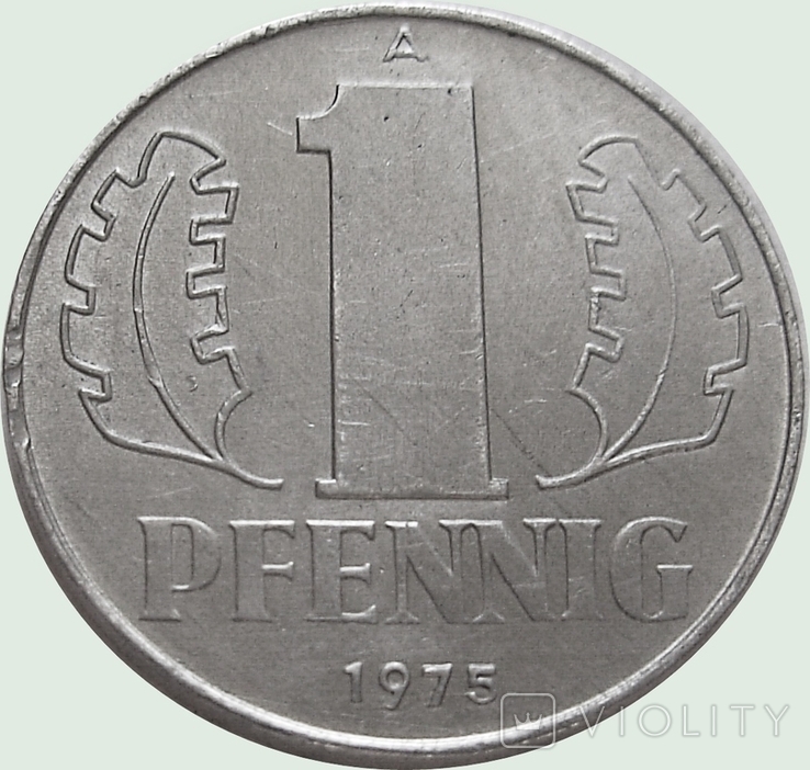 68.Germany - East Germany 1 pfennig, 1975, photo number 2