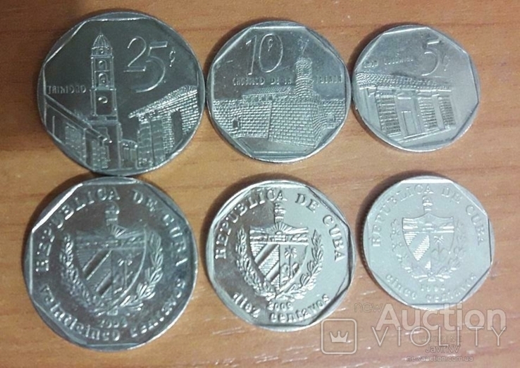 Cuba Куба - набор 3 монеты 5 10 25 Cents mixed разные года на монетах