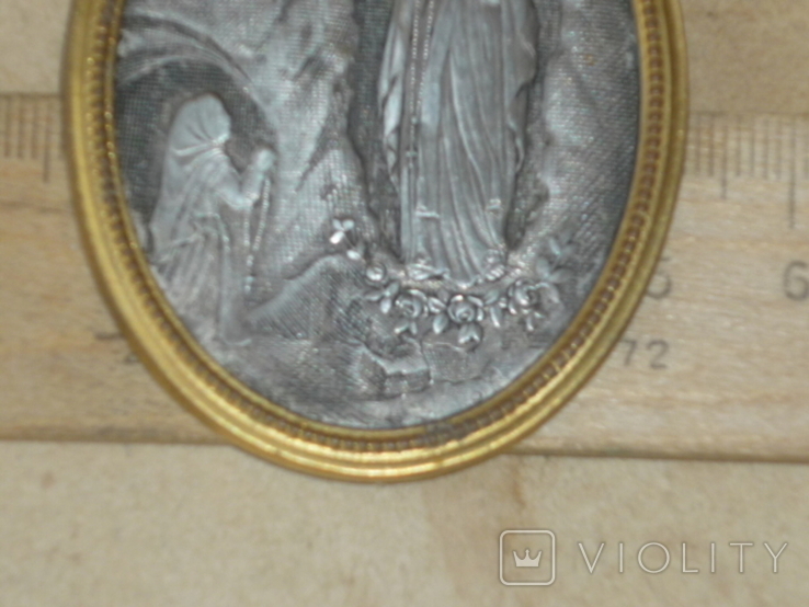 Иконка Богоматери Лурдской.В серебре.Французские клейма., фото №3