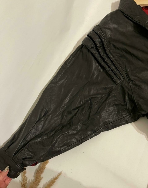 Винтажный экслюзив! кожаная куртка с обьемными рукавамии, s-м, фото №9