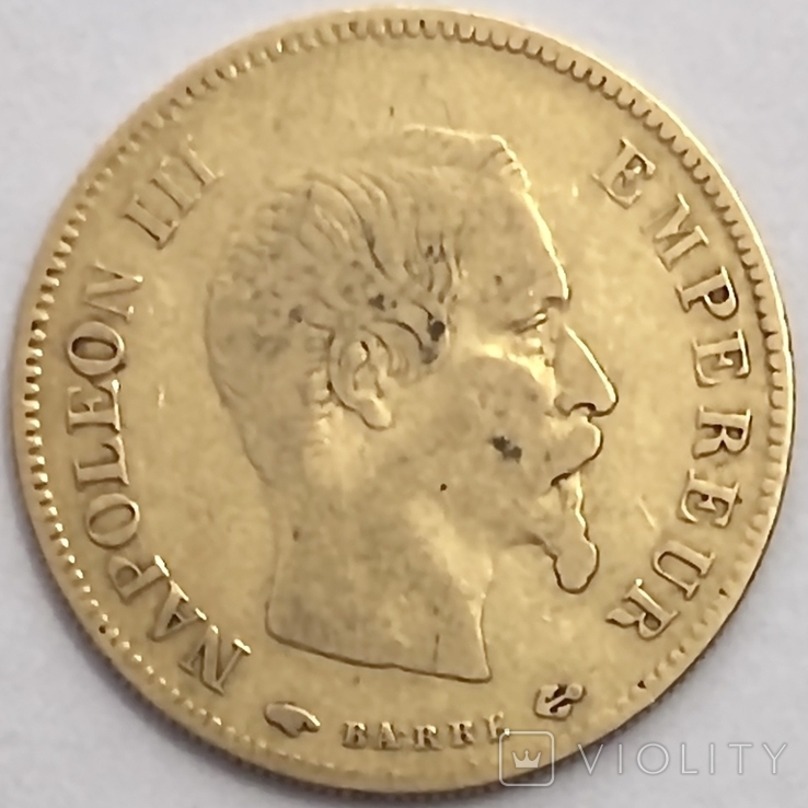 10 франков. 1856. Наполеон III. Франция (золото 900, вес 3,19 г), фото №4