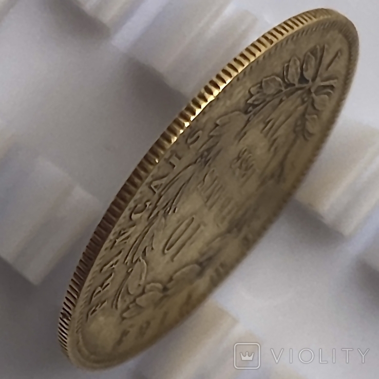 10 франков. 1856. Наполеон III. Франция (золото 900, вес 3,19 г), фото №9