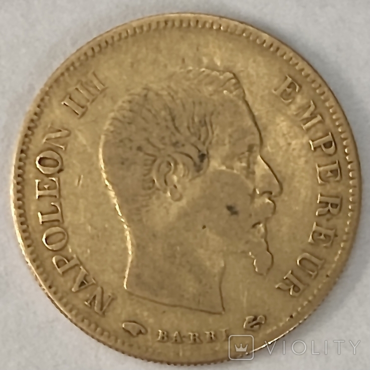 10 франков. 1856. Наполеон III. Франция (золото 900, вес 3,19 г), фото №12