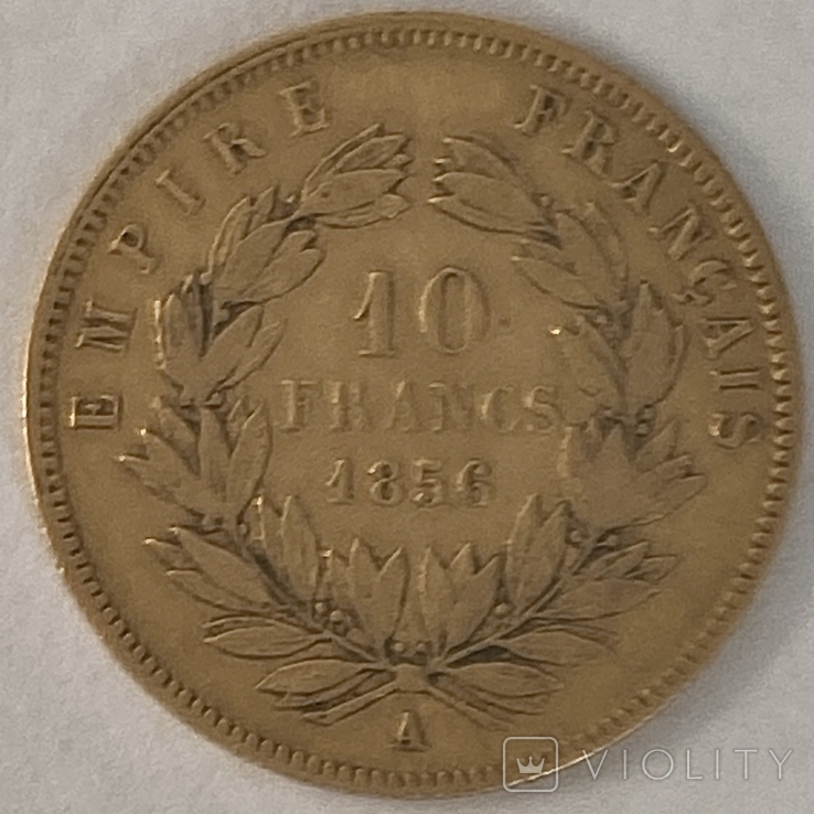 10 франков. 1856. Наполеон III. Франция (золото 900, вес 3,19 г), фото №13