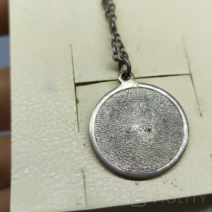 Medallion on a chain. Diameter 20mm. Silver, photo number 7